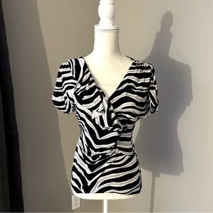 White House Black Market Zebra Print Top Size S